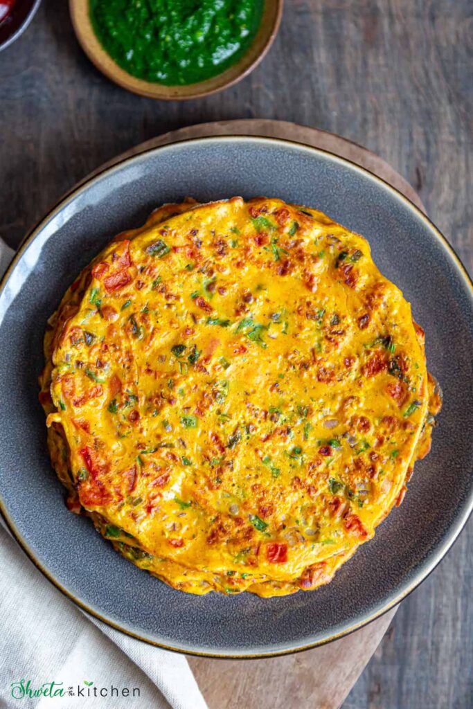 Besan chilla pancake with chutney