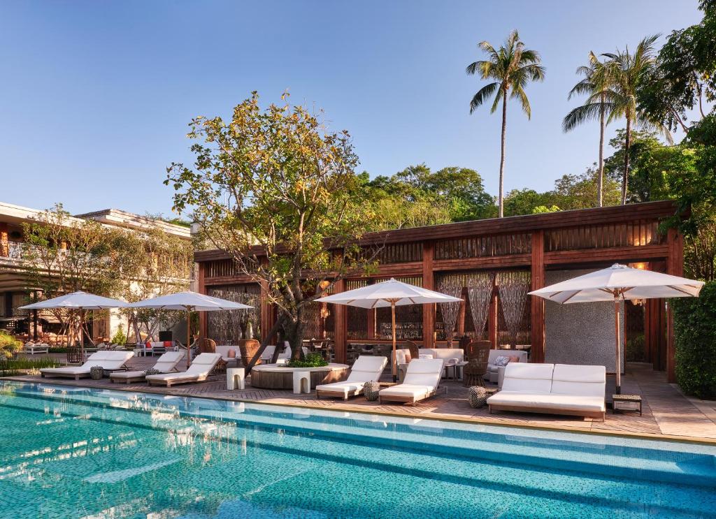 Aerial view of beach resorts in Phuket for couples